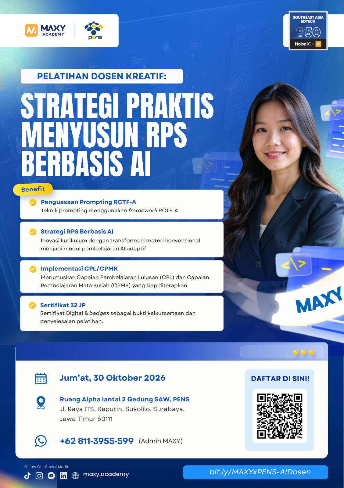 MAXY Academy x PENS: Pelatihan Dosen Kreatif: Strategi Praktis Menyusun RPS Berbasis AI